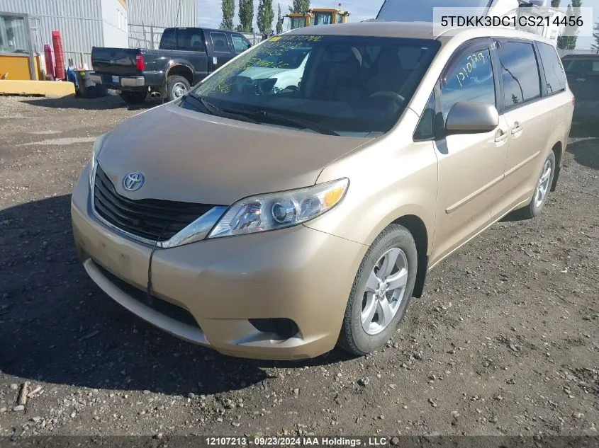 2012 Toyota Sienna Le VIN: 5TDKK3DC1CS214456 Lot: 12107213