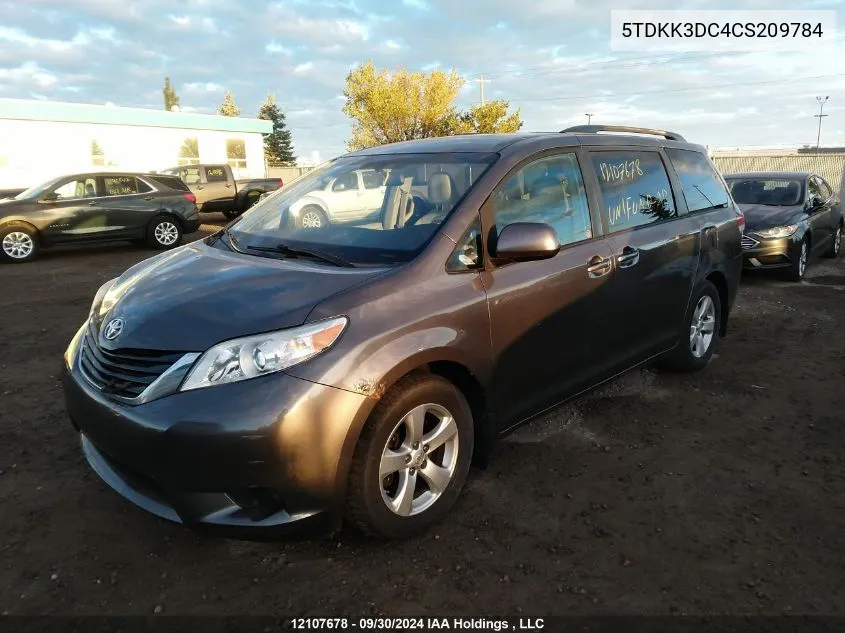 5TDKK3DC4CS209784 2012 Toyota Sienna Le