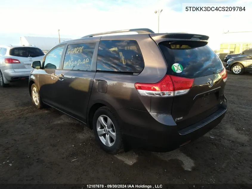 5TDKK3DC4CS209784 2012 Toyota Sienna Le