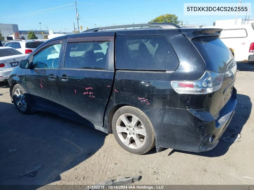 2012 Toyota Sienna Sport VIN: 5TDXK3DC4CS262555 Lot: 12132218