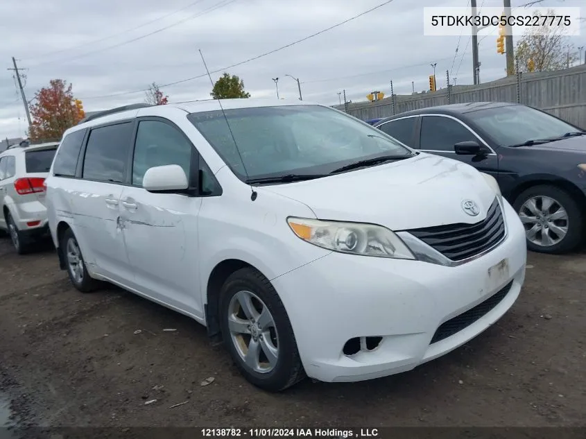 2012 Toyota Sienna VIN: 5TDKK3DC5CS227775 Lot: 12138782