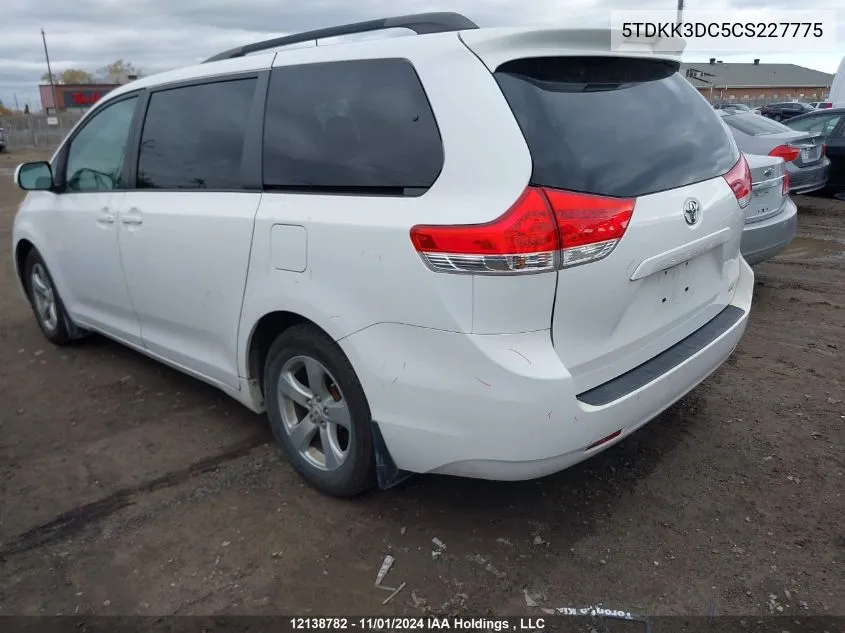 2012 Toyota Sienna VIN: 5TDKK3DC5CS227775 Lot: 12138782