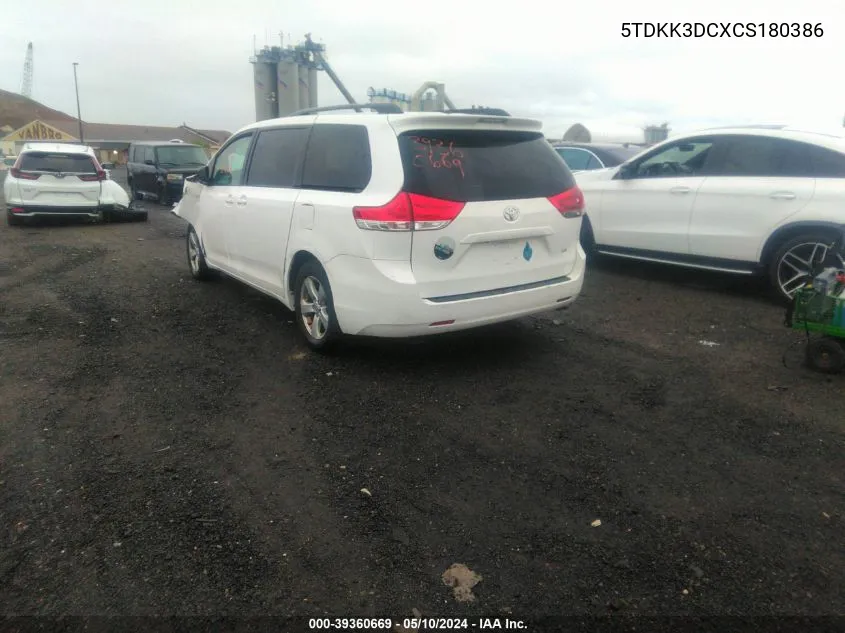 5TDKK3DCXCS180386 2012 Toyota Sienna Le V6 7 Passenger Auto Access Seat