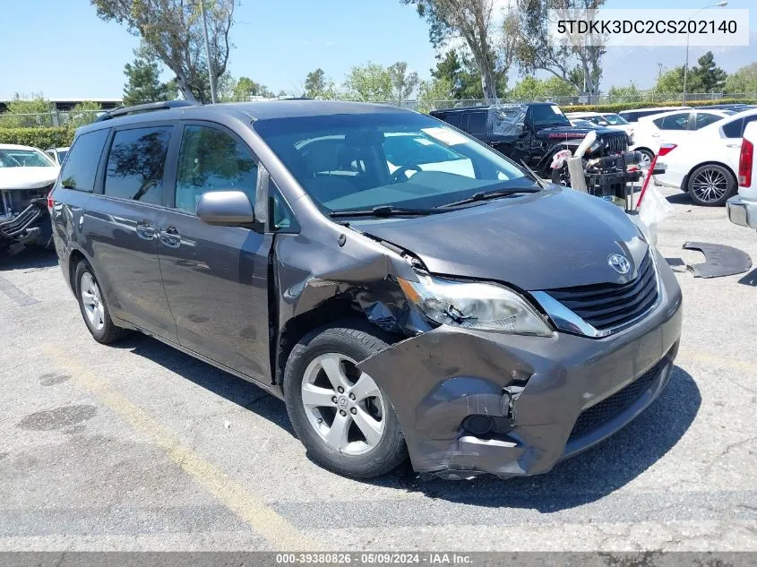 5TDKK3DC2CS202140 2012 Toyota Sienna Le V6 8 Passenger