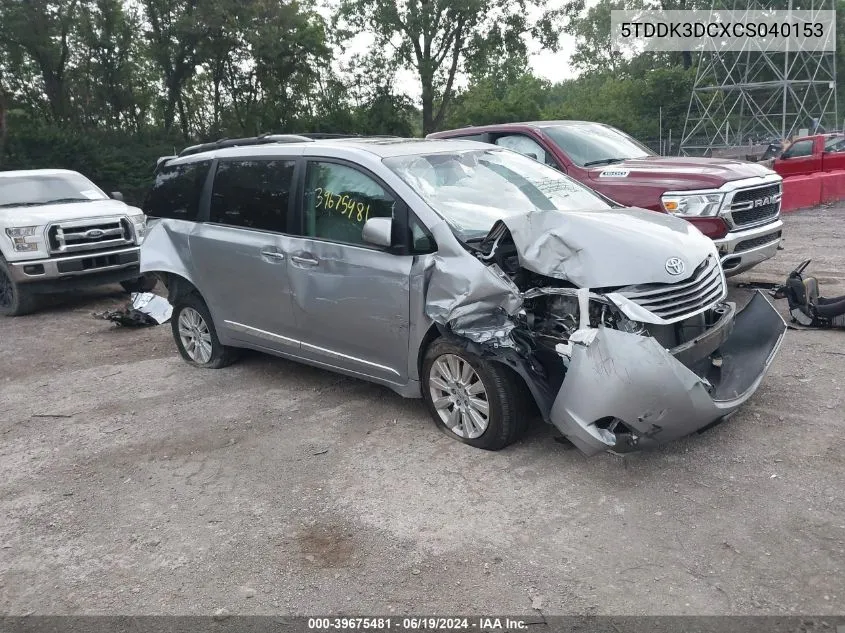 5TDDK3DCXCS040153 2012 Toyota Sienna Xle 7 Passenger