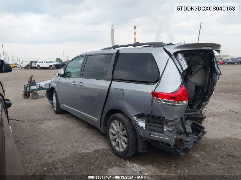 2012 Toyota Sienna Xle 7 Passenger VIN: 5TDDK3DCXCS040153 Lot: 39675481