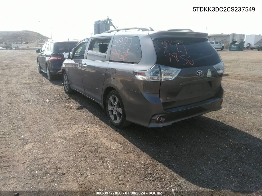 2012 Toyota Sienna Le V6 8 Passenger VIN: 5TDKK3DC2CS237549 Lot: 39777856