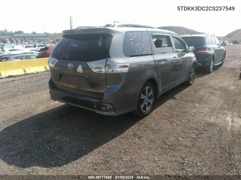 2012 Toyota Sienna Le V6 8 Passenger VIN: 5TDKK3DC2CS237549 Lot: 39777856