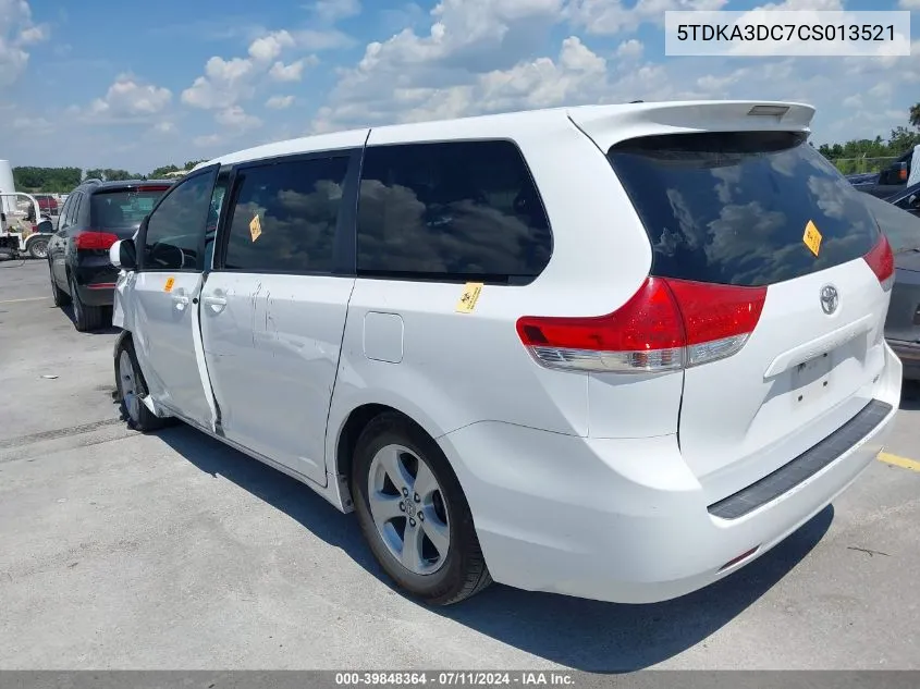 5TDKA3DC7CS013521 2012 Toyota Sienna Le 8 Passenger