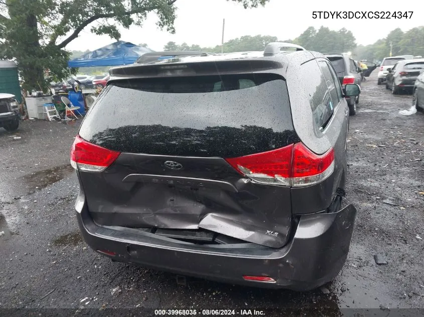 5TDYK3DCXCS224347 2012 Toyota Sienna Xle V6 8 Passenger