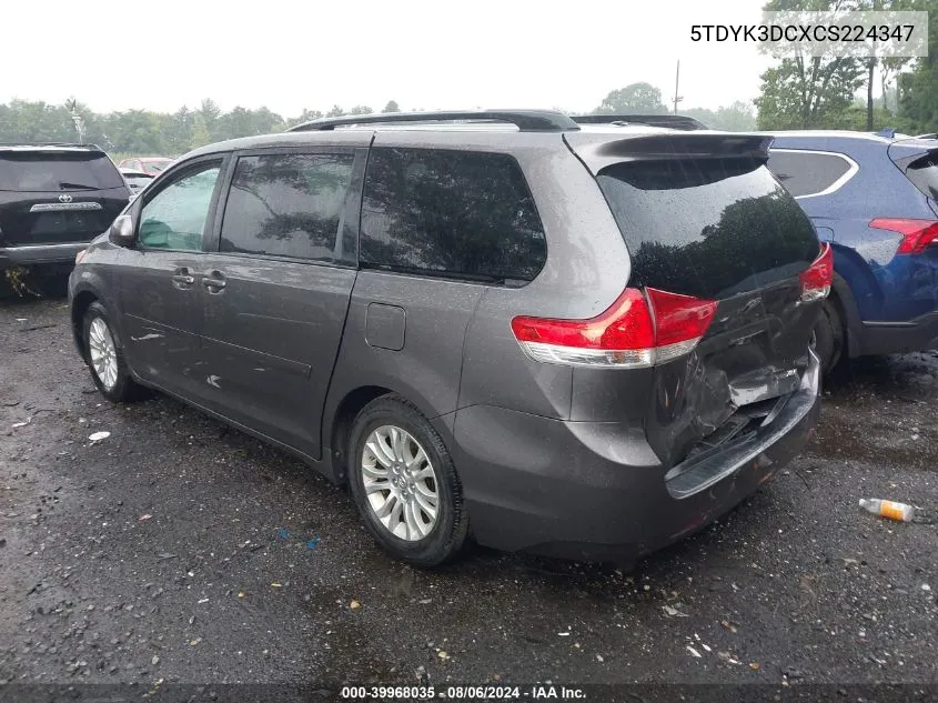 2012 Toyota Sienna Xle V6 8 Passenger VIN: 5TDYK3DCXCS224347 Lot: 39968035