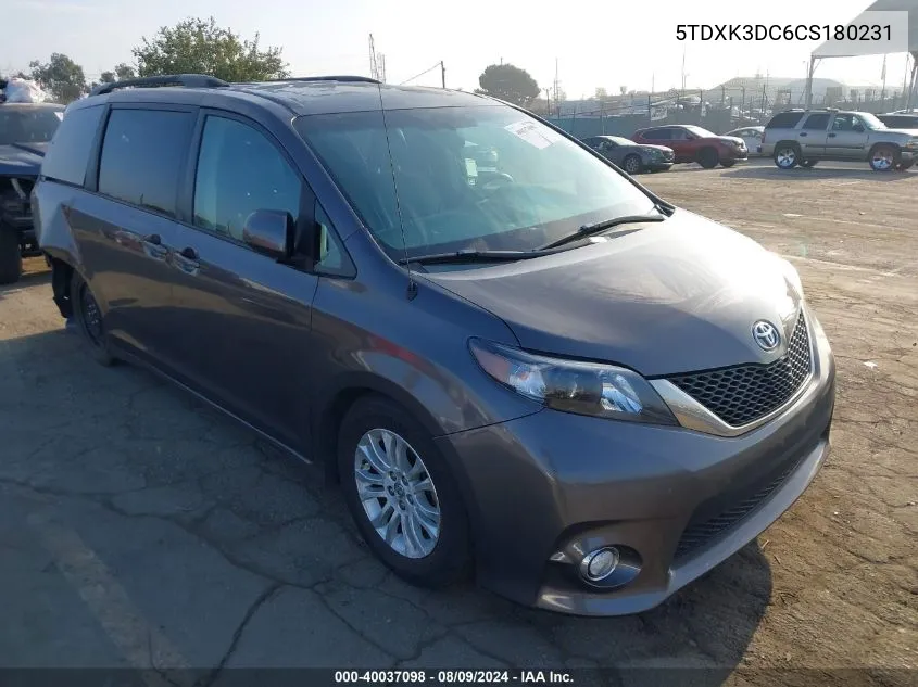 2012 Toyota Sienna Se 8 Passenger VIN: 5TDXK3DC6CS180231 Lot: 40037098