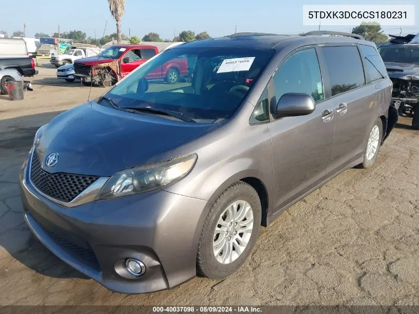 5TDXK3DC6CS180231 2012 Toyota Sienna Se 8 Passenger