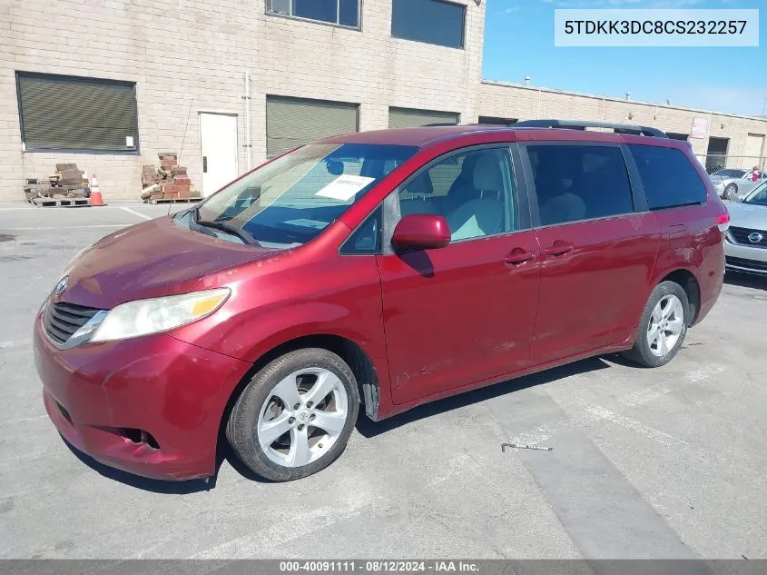 5TDKK3DC8CS232257 2012 Toyota Sienna Le V6 8 Passenger