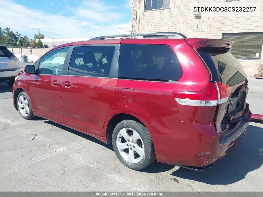 5TDKK3DC8CS232257 2012 Toyota Sienna Le V6 8 Passenger