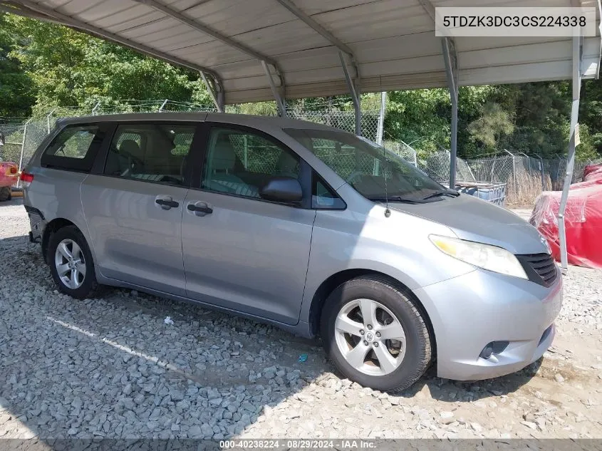 5TDZK3DC3CS224338 2012 Toyota Sienna Base V6 7 Passenger