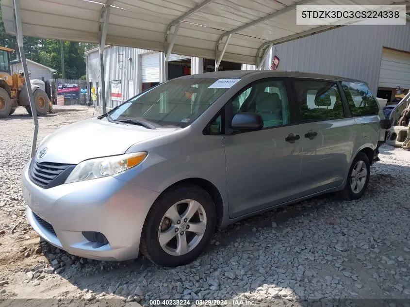 2012 Toyota Sienna Base V6 7 Passenger VIN: 5TDZK3DC3CS224338 Lot: 40238224