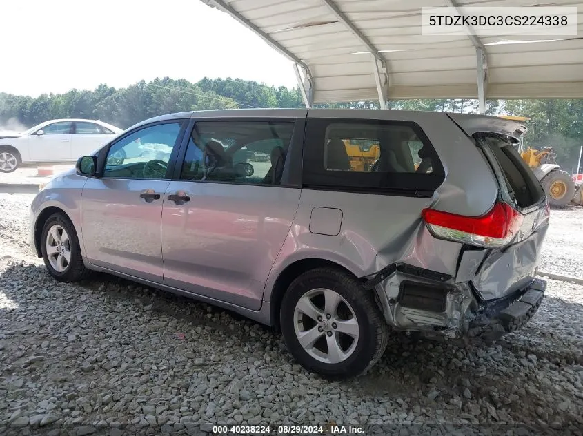 5TDZK3DC3CS224338 2012 Toyota Sienna Base V6 7 Passenger