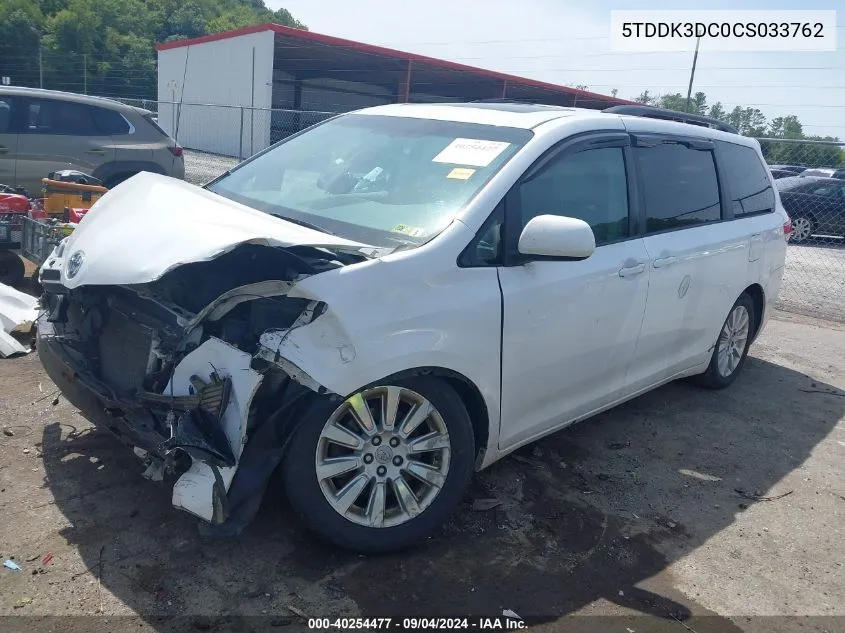 2012 Toyota Sienna Xle 7 Passenger VIN: 5TDDK3DC0CS033762 Lot: 40254477