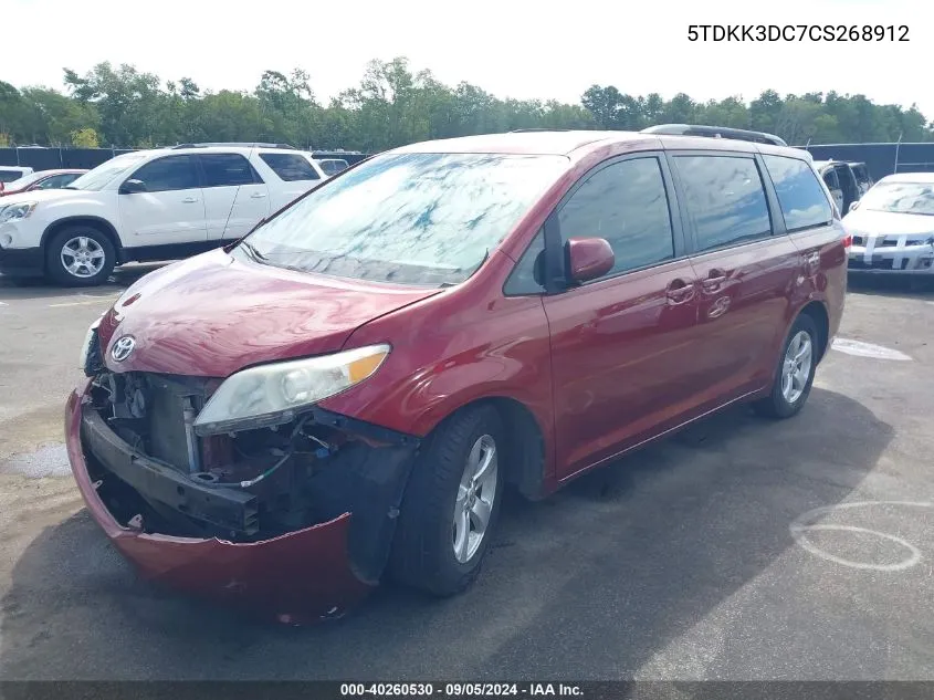 5TDKK3DC7CS268912 2012 Toyota Sienna Le V6 8 Passenger