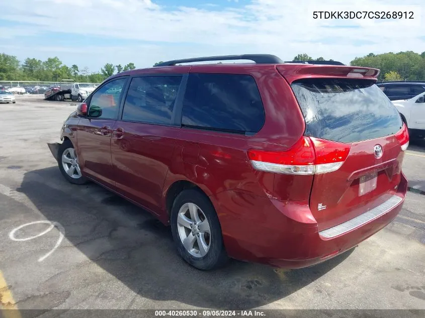 5TDKK3DC7CS268912 2012 Toyota Sienna Le V6 8 Passenger