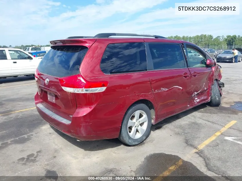 5TDKK3DC7CS268912 2012 Toyota Sienna Le V6 8 Passenger