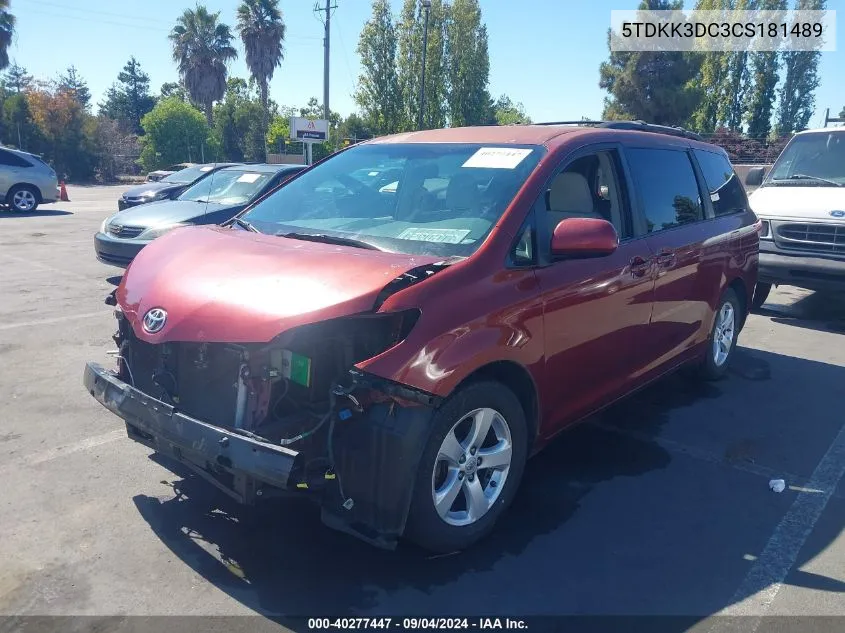 5TDKK3DC3CS181489 2012 Toyota Sienna Le V6 8 Passenger