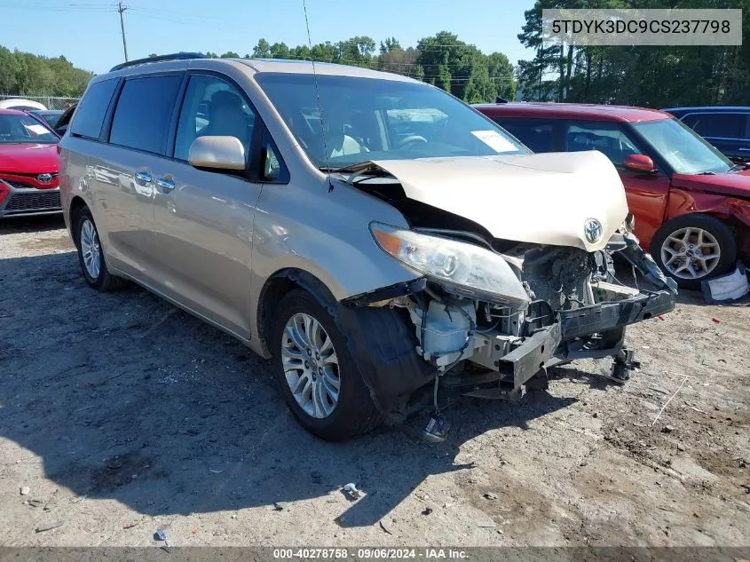 2012 Toyota Sienna Xle V6 8 Passenger VIN: 5TDYK3DC9CS237798 Lot: 40278758