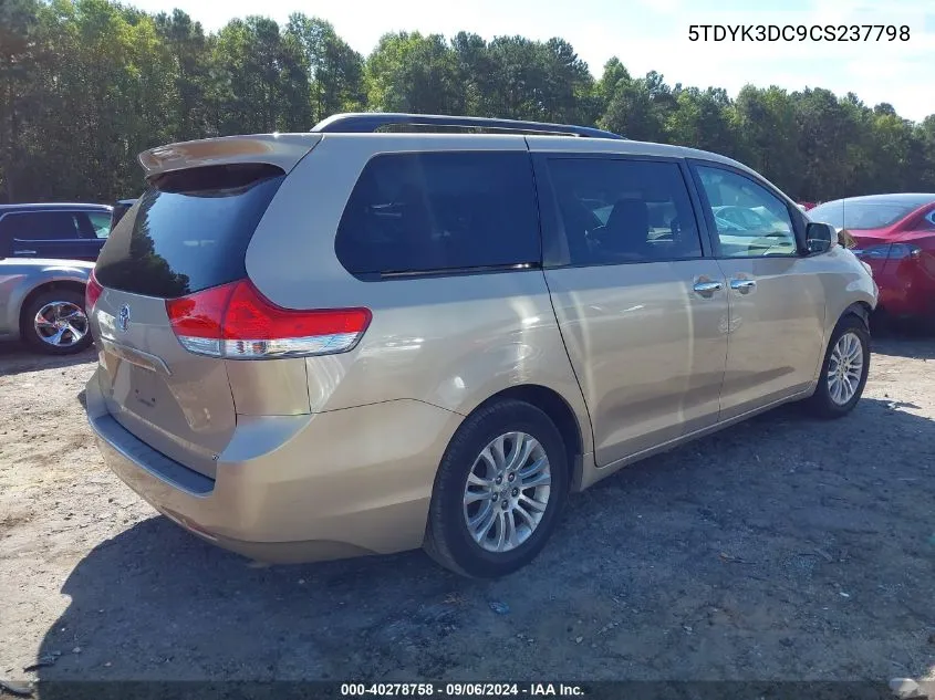 5TDYK3DC9CS237798 2012 Toyota Sienna Xle V6 8 Passenger