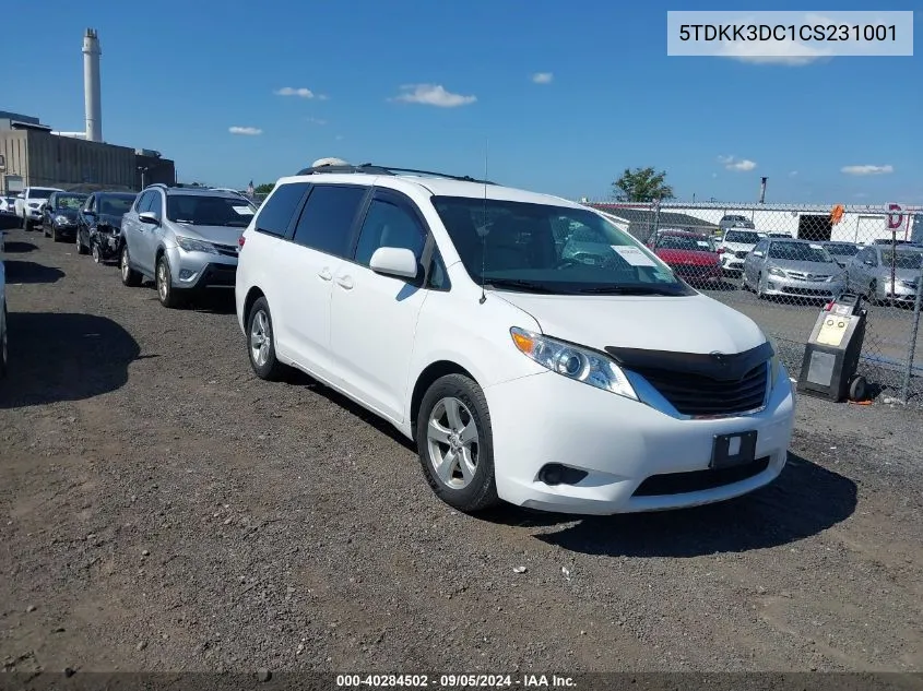 2012 Toyota Sienna Le V6 8 Passenger VIN: 5TDKK3DC1CS231001 Lot: 40284502