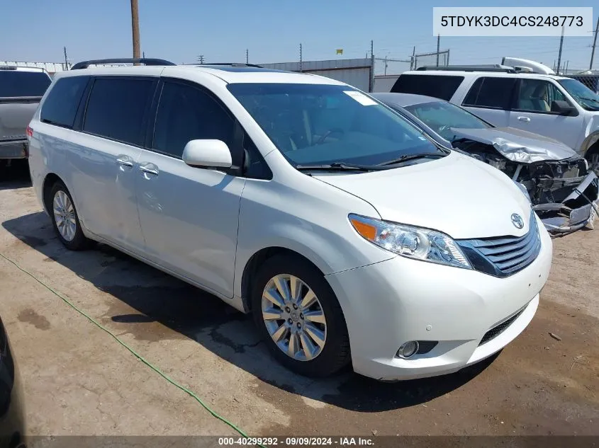 2012 Toyota Sienna Limited V6 7 Passenger VIN: 5TDYK3DC4CS248773 Lot: 40299292