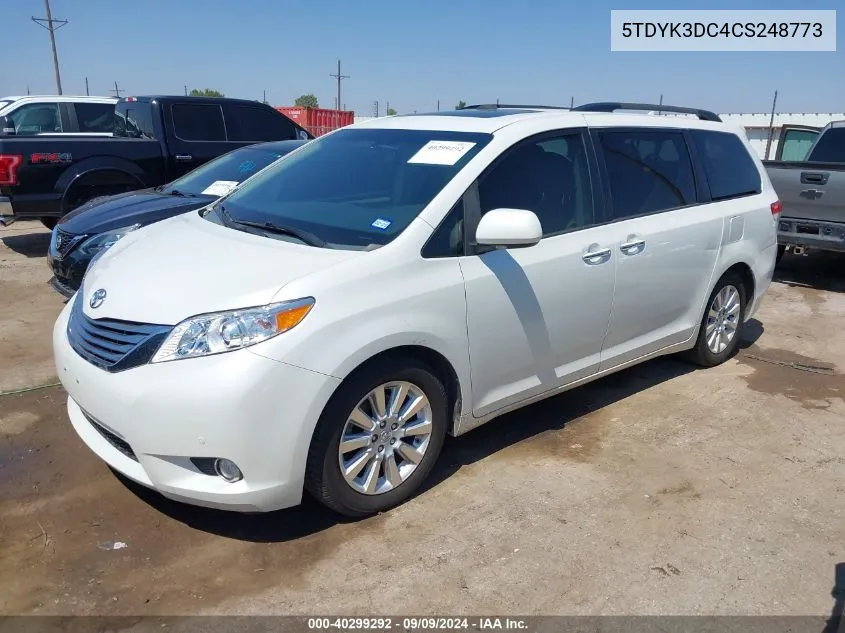 5TDYK3DC4CS248773 2012 Toyota Sienna Limited V6 7 Passenger