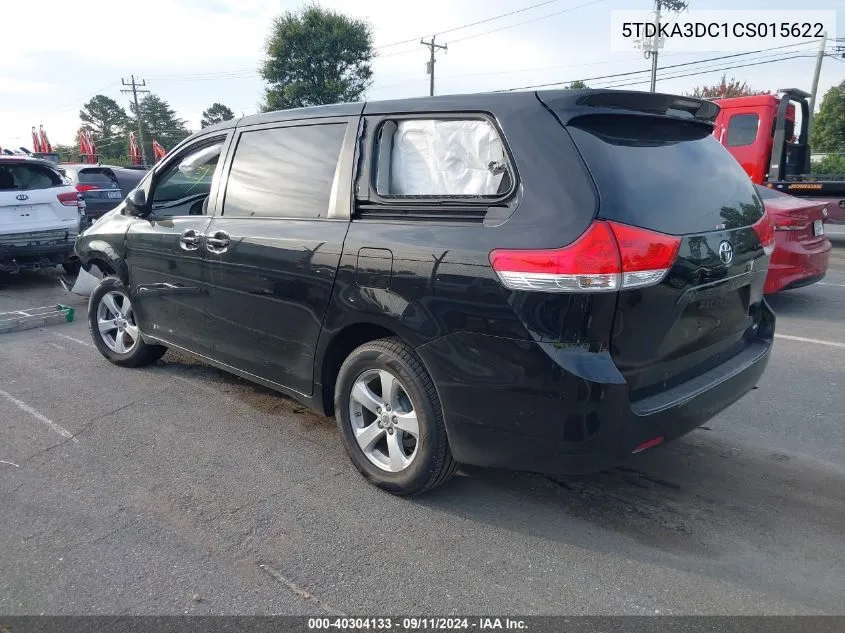 2012 Toyota Sienna Le VIN: 5TDKA3DC1CS015622 Lot: 40304133