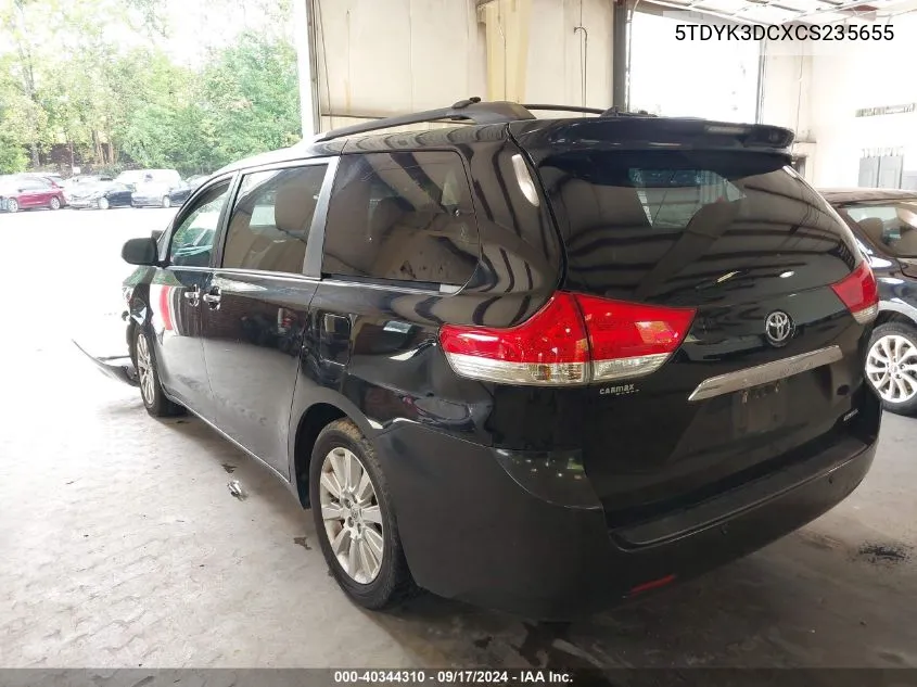 2012 Toyota Sienna Limited V6 7 Passenger VIN: 5TDYK3DCXCS235655 Lot: 40344310