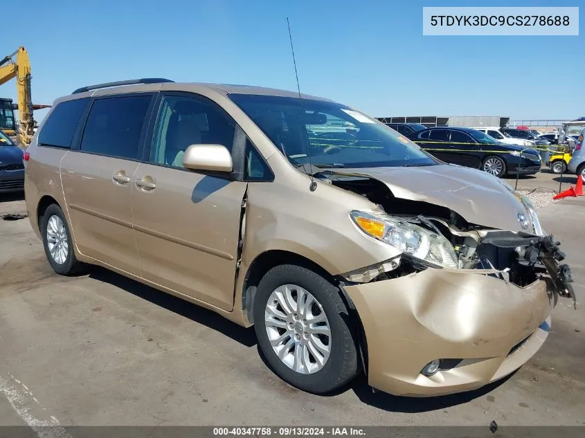 2012 Toyota Sienna Xle V6 8 Passenger VIN: 5TDYK3DC9CS278688 Lot: 40347758