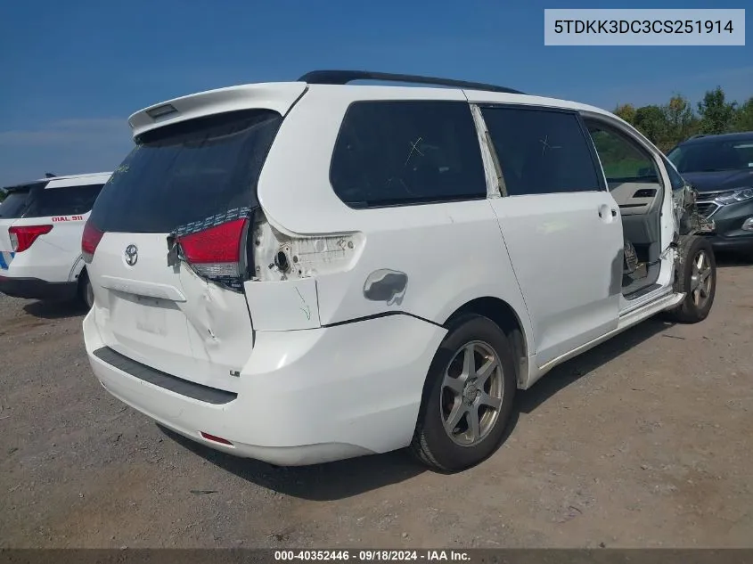 5TDKK3DC3CS251914 2012 Toyota Sienna Le