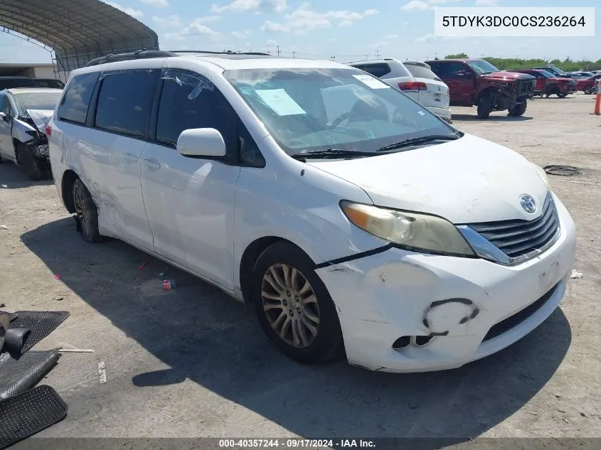 2012 Toyota Sienna Xle V6 8 Passenger VIN: 5TDYK3DC0CS236264 Lot: 40357244