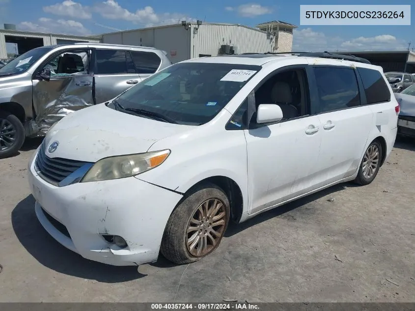 2012 Toyota Sienna Xle V6 8 Passenger VIN: 5TDYK3DC0CS236264 Lot: 40357244