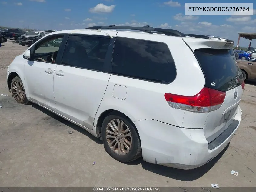 2012 Toyota Sienna Xle V6 8 Passenger VIN: 5TDYK3DC0CS236264 Lot: 40357244