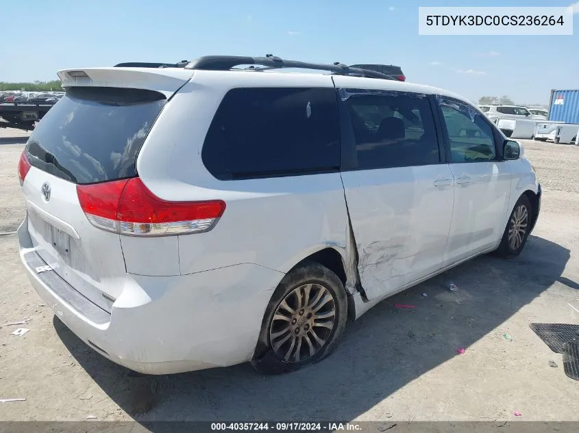 2012 Toyota Sienna Xle V6 8 Passenger VIN: 5TDYK3DC0CS236264 Lot: 40357244