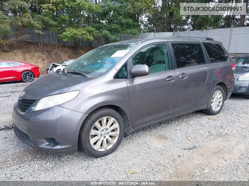 2012 Toyota Sienna Le 7 Passenger VIN: 5TDJK3DC8CS039991 Lot: 40377070