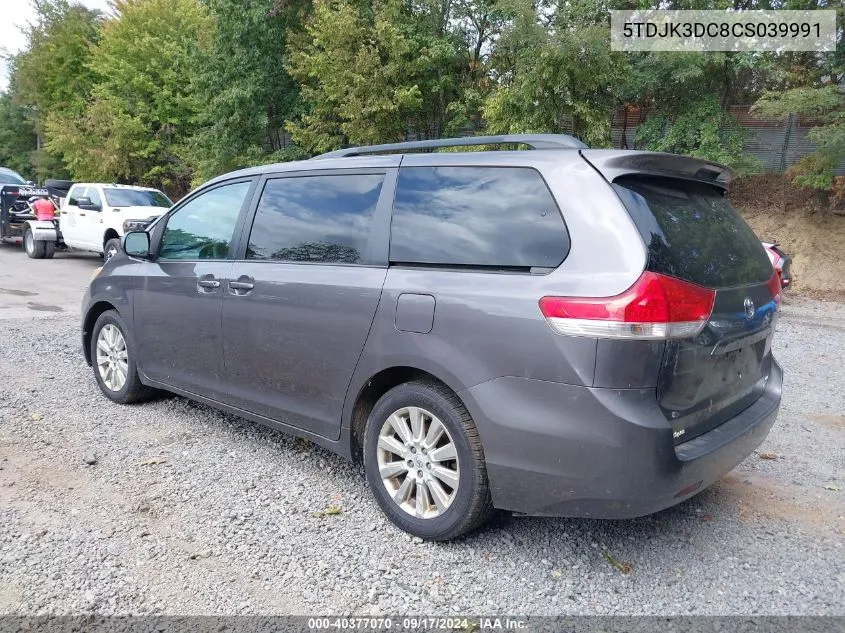 2012 Toyota Sienna Le 7 Passenger VIN: 5TDJK3DC8CS039991 Lot: 40377070