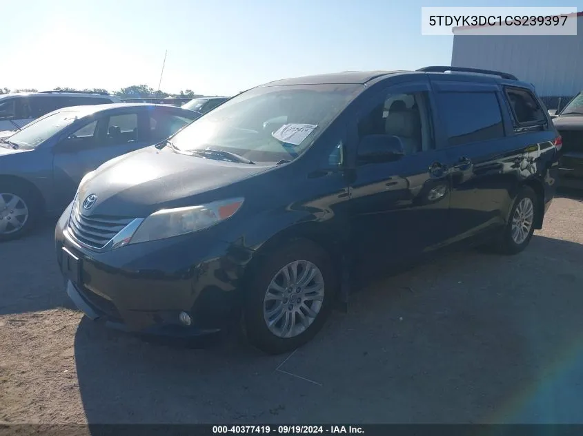 2012 Toyota Sienna Xle V6 8 Passenger VIN: 5TDYK3DC1CS239397 Lot: 40377419