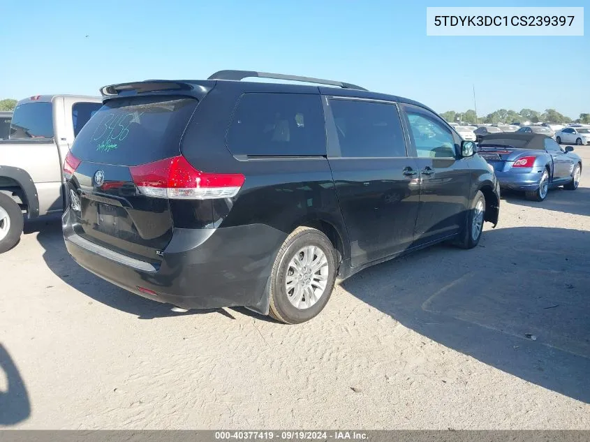 2012 Toyota Sienna Xle V6 8 Passenger VIN: 5TDYK3DC1CS239397 Lot: 40377419