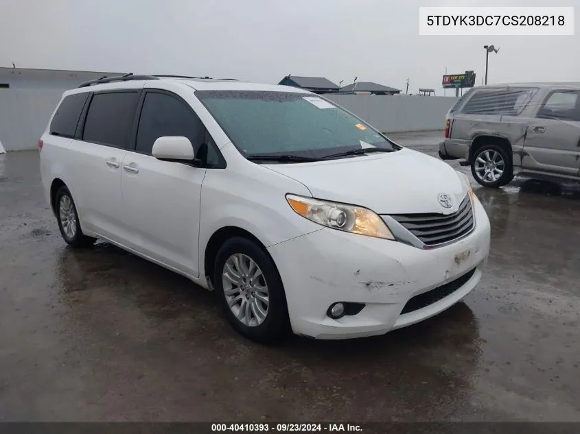 5TDYK3DC7CS208218 2012 Toyota Sienna Xle V6 8 Passenger