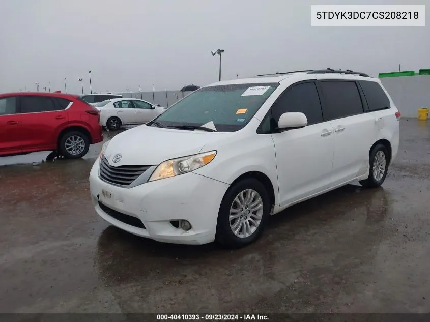 2012 Toyota Sienna Xle V6 8 Passenger VIN: 5TDYK3DC7CS208218 Lot: 40410393