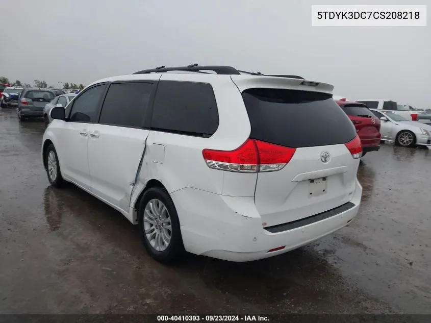 5TDYK3DC7CS208218 2012 Toyota Sienna Xle V6 8 Passenger