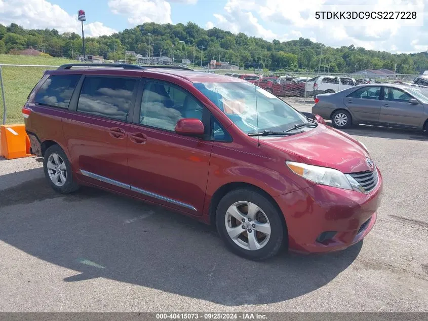 5TDKK3DC9CS227228 2012 Toyota Sienna Le V6 8 Passenger