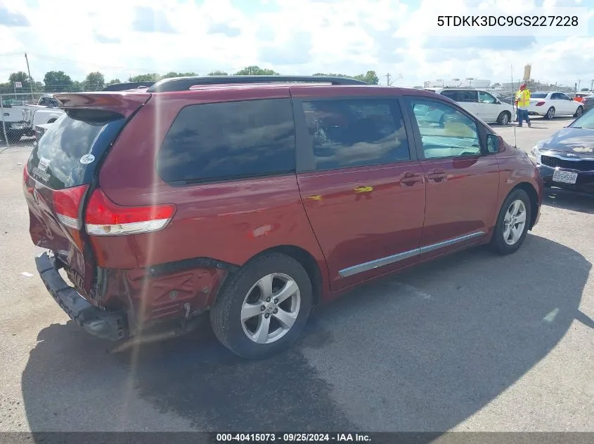 5TDKK3DC9CS227228 2012 Toyota Sienna Le V6 8 Passenger