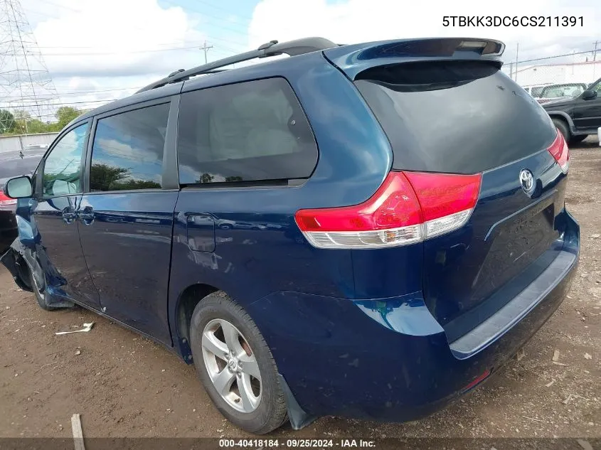 5TBKK3DC6CS211391 2012 Toyota Sienna Le V6 8 Passenger